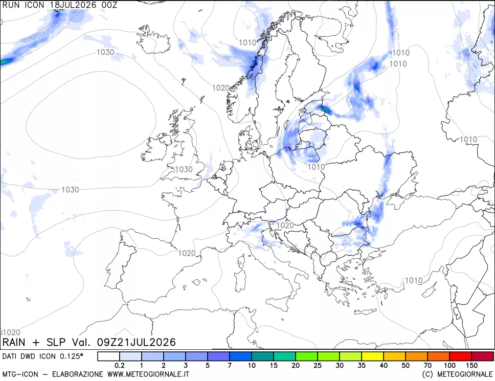 mappa Precipitazioni e pressione SLM