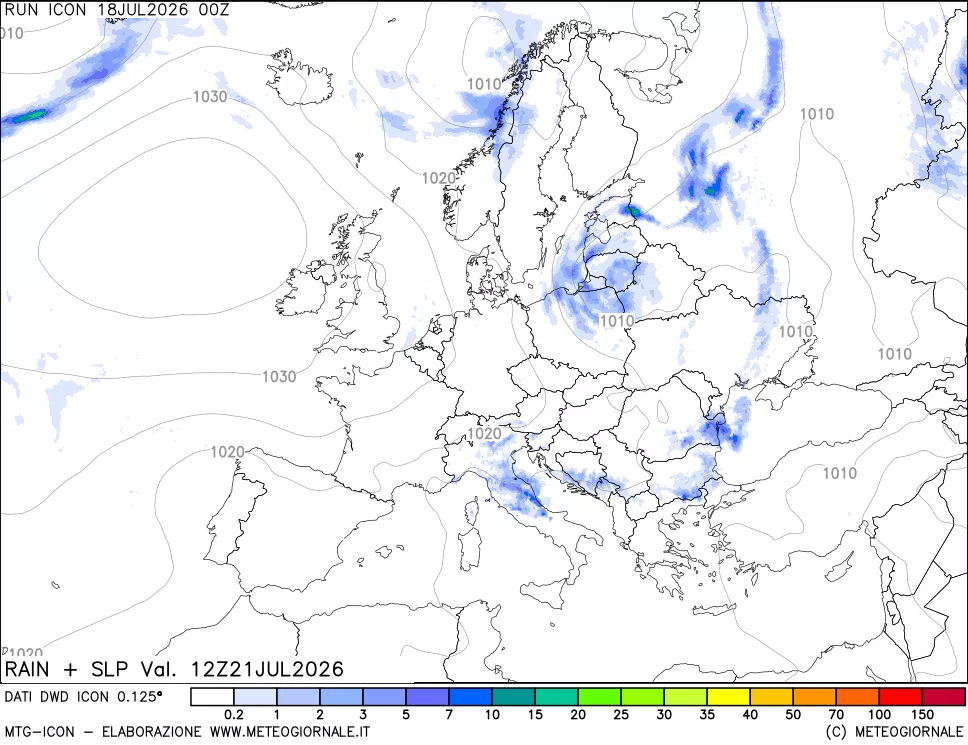 mappa Precipitazioni e pressione SLM