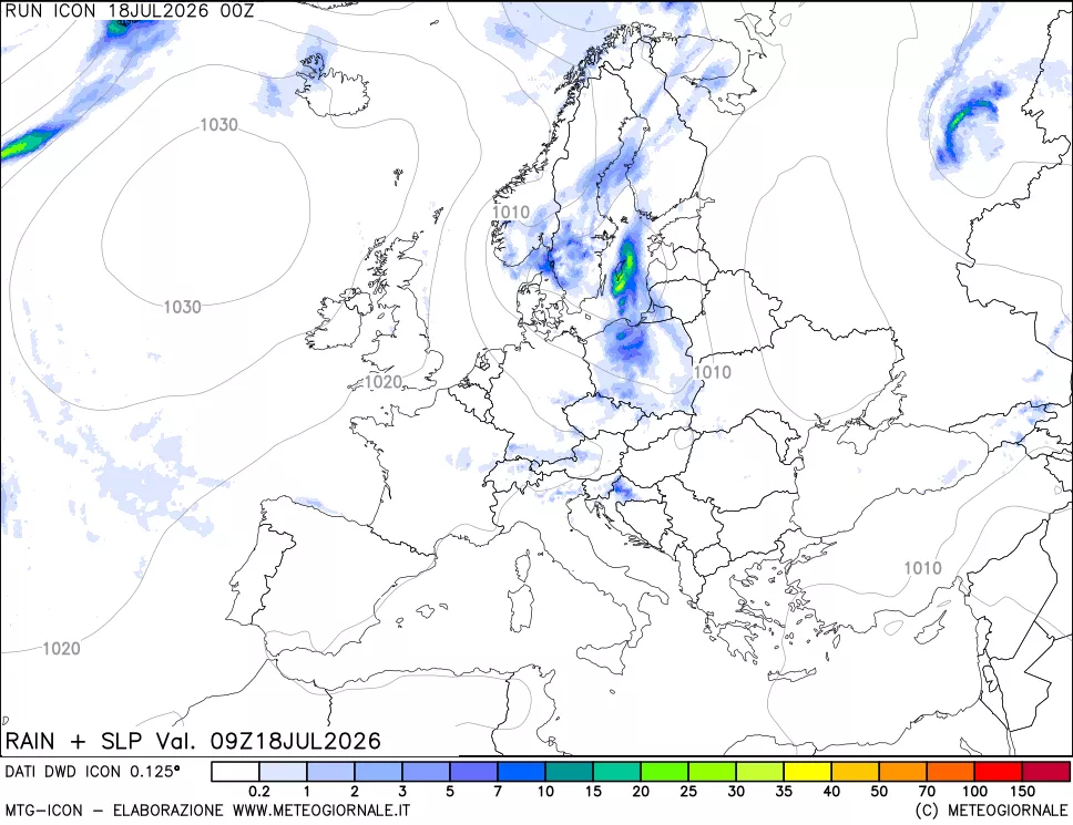 mappa Precipitazioni e pressione SLM