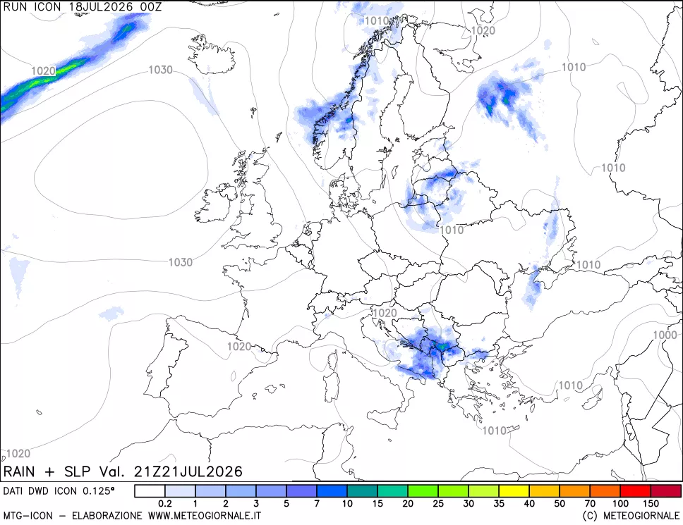 mappa Precipitazioni e pressione SLM