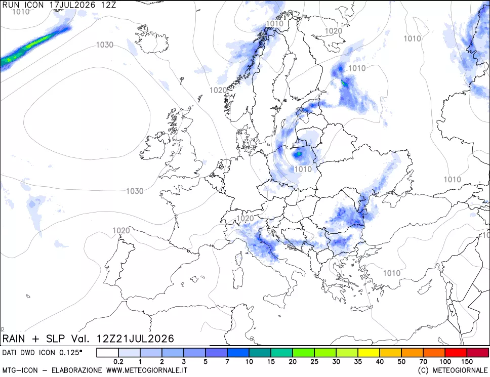 mappa Precipitazioni e pressione SLM
