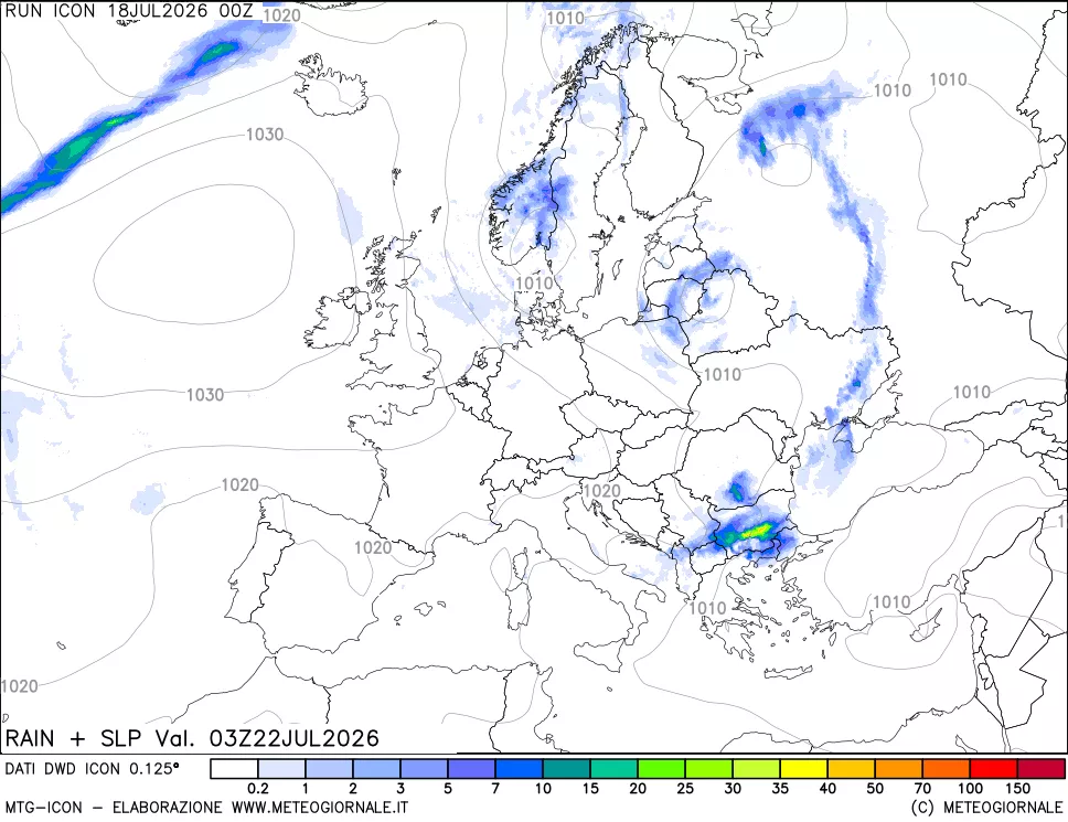 mappa Precipitazioni e pressione SLM