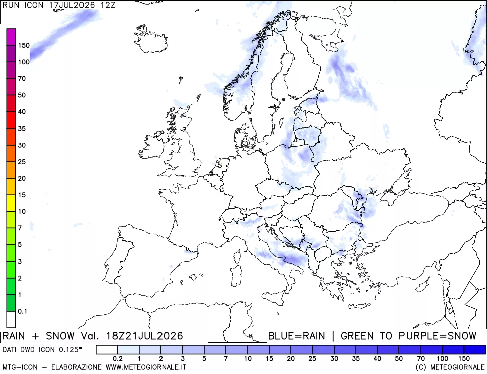 mappa Precipitazioni totali e nevose