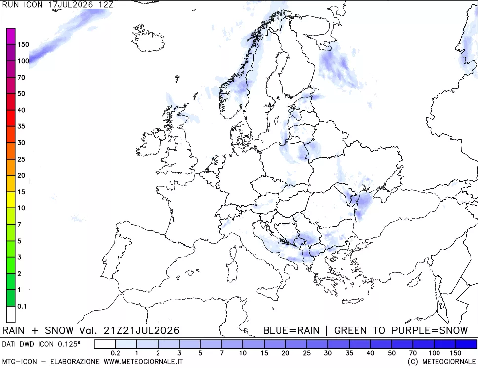 mappa Precipitazioni totali e nevose