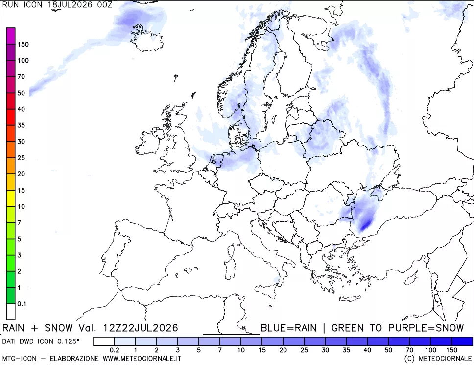 mappa Precipitazioni totali e nevose