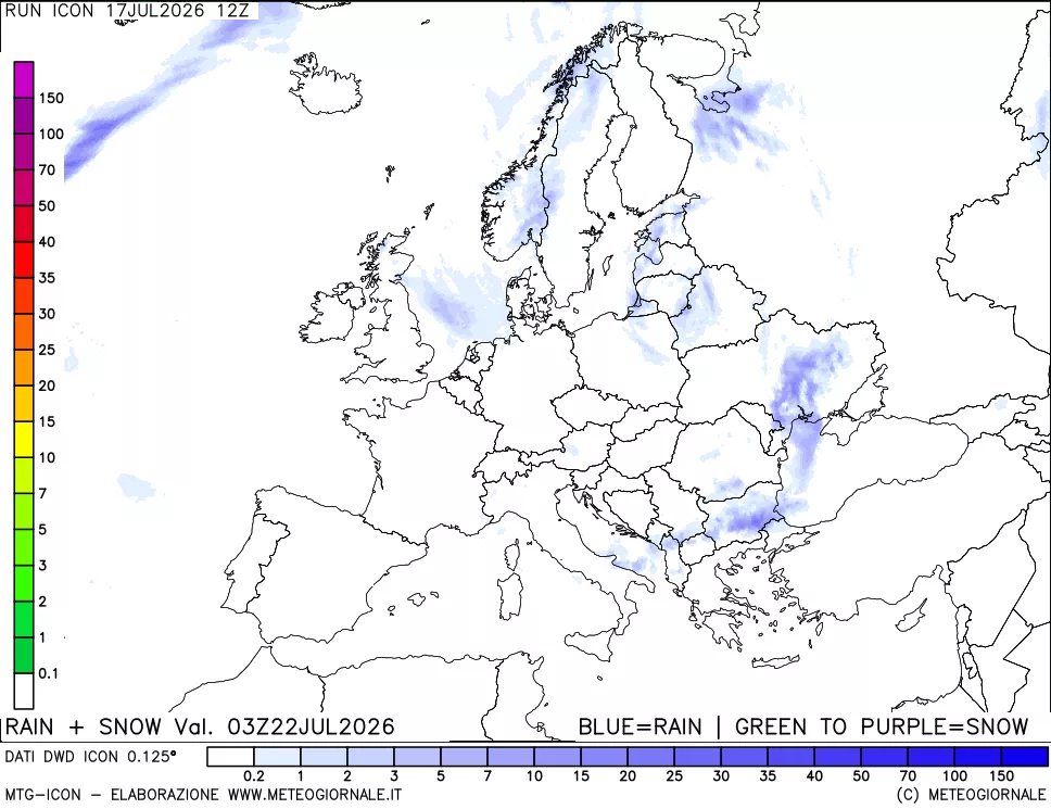 mappa Precipitazioni totali e nevose
