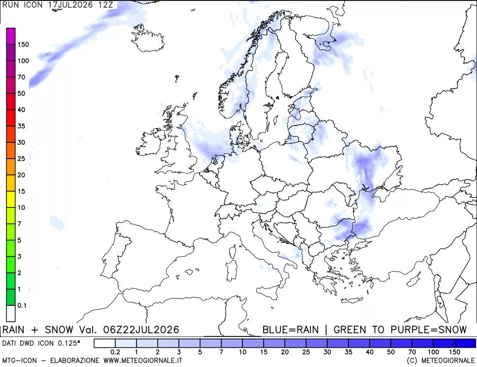 mappa Precipitazioni totali e nevose