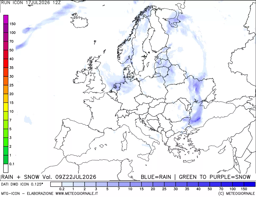 mappa Precipitazioni totali e nevose
