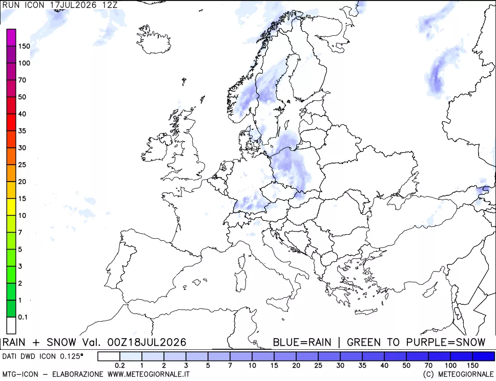 mappa Precipitazioni totali e nevose