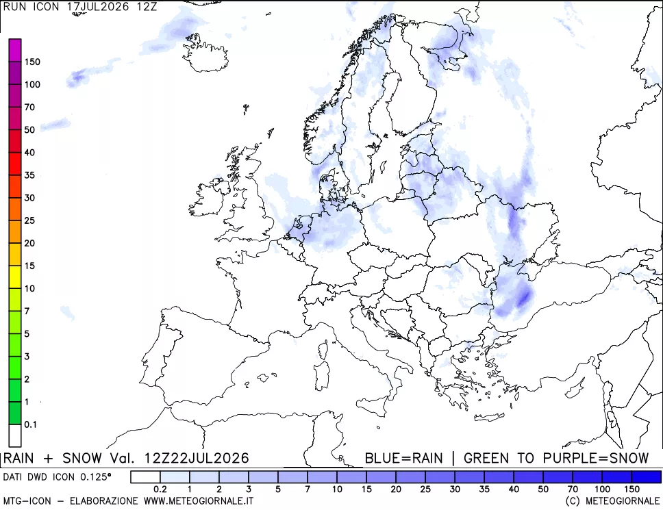 mappa Precipitazioni totali e nevose