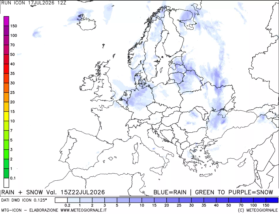mappa Precipitazioni totali e nevose