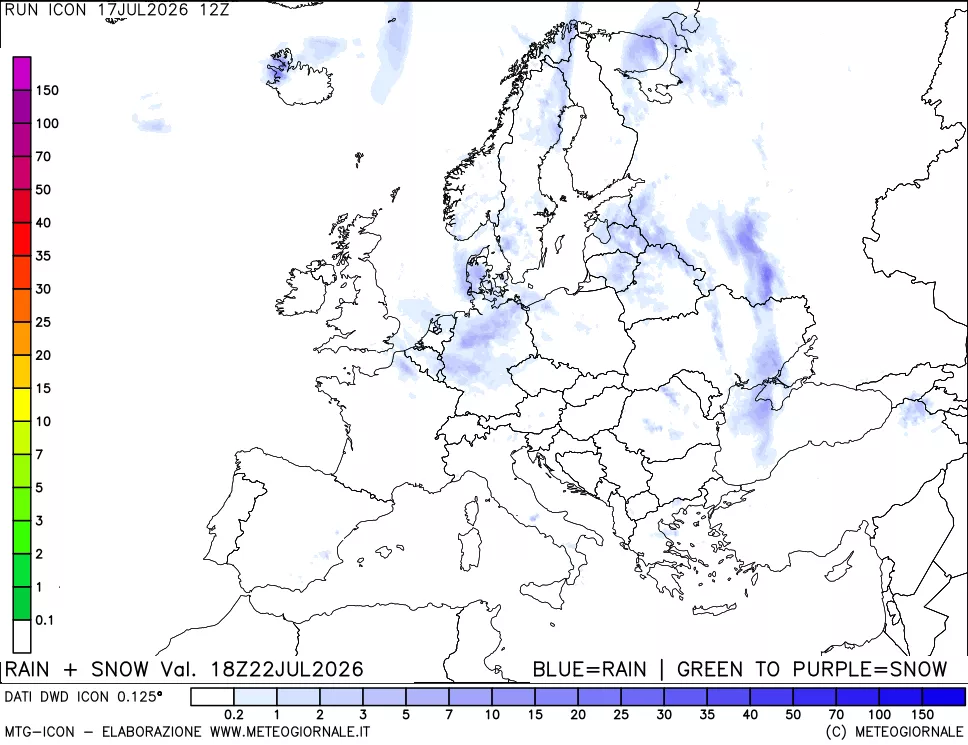mappa Precipitazioni totali e nevose