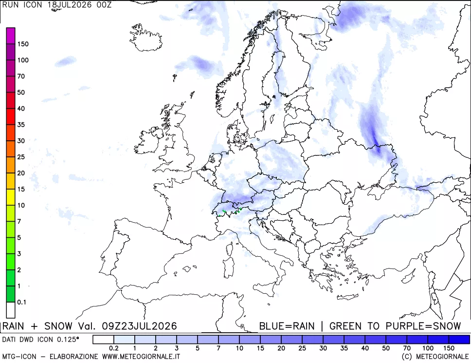 mappa Precipitazioni totali e nevose