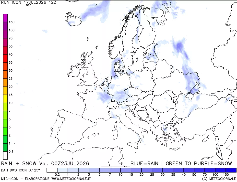 mappa Precipitazioni totali e nevose