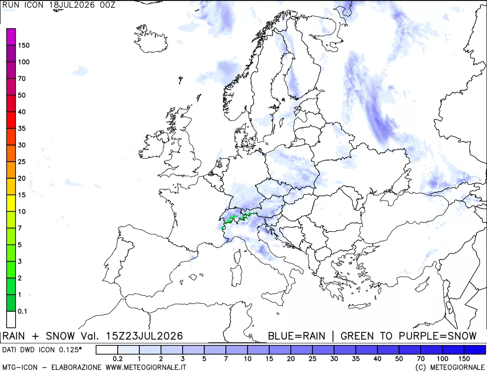 mappa Precipitazioni totali e nevose