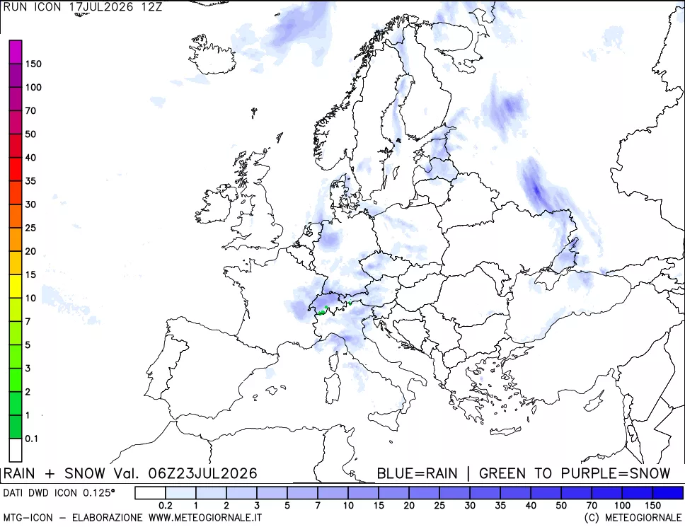 mappa Precipitazioni totali e nevose