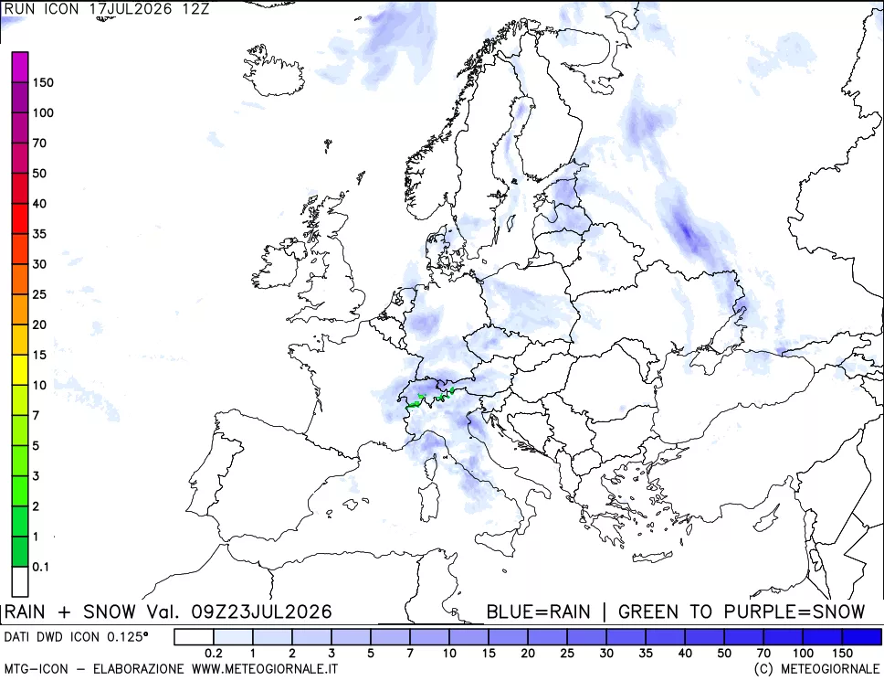 mappa Precipitazioni totali e nevose