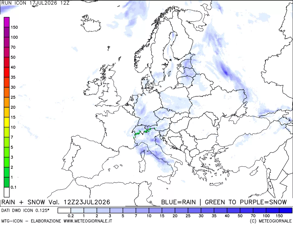 mappa Precipitazioni totali e nevose