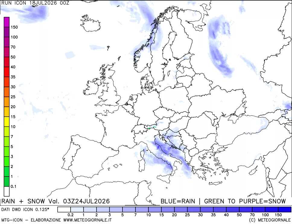 mappa Precipitazioni totali e nevose