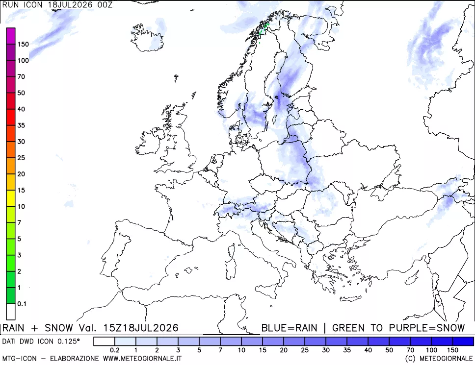 mappa Precipitazioni totali e nevose