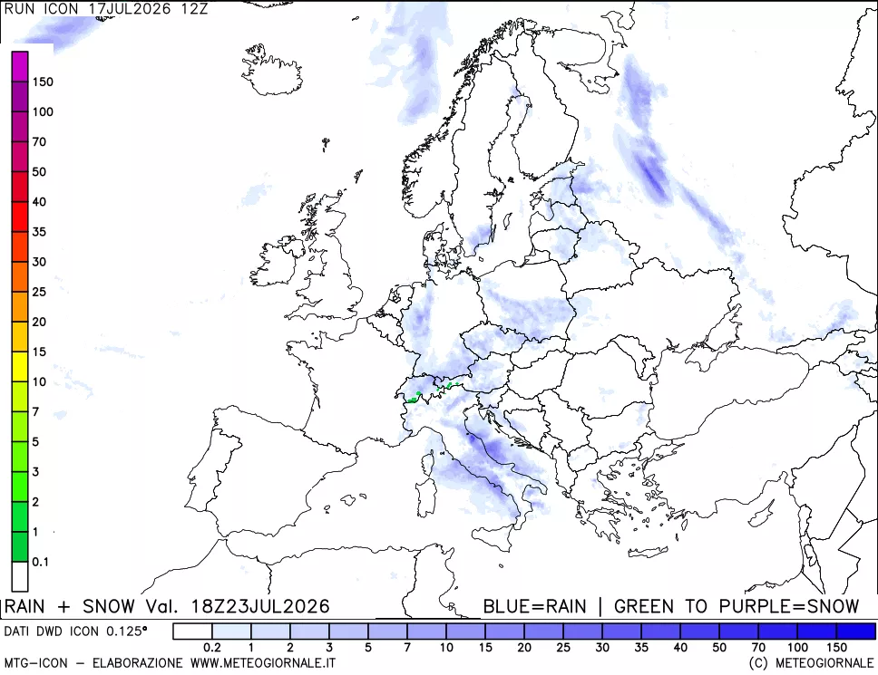 mappa Precipitazioni totali e nevose