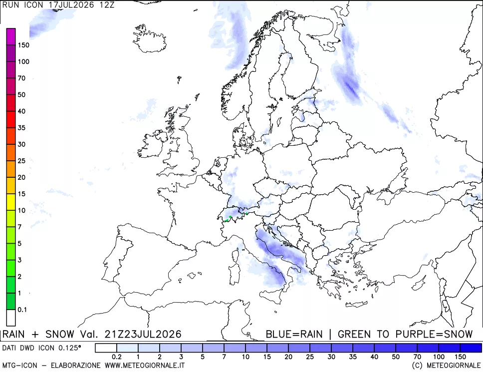 mappa Precipitazioni totali e nevose