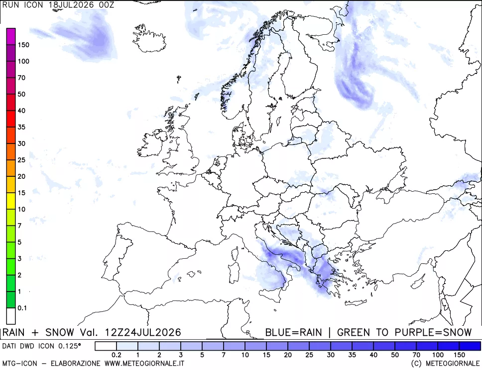 mappa Precipitazioni totali e nevose