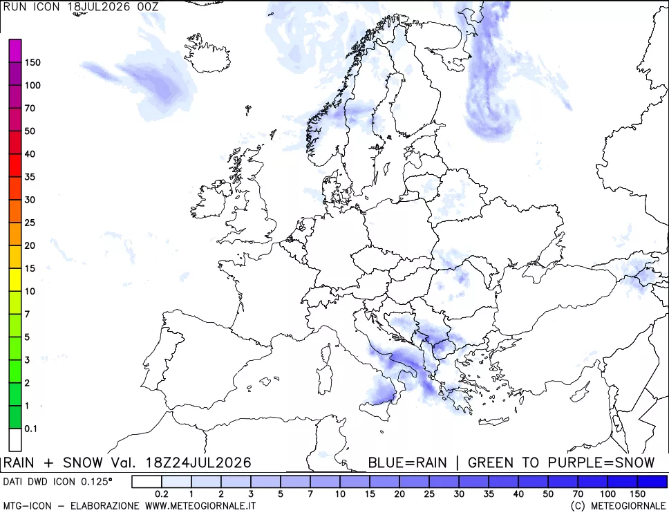mappa Precipitazioni totali e nevose