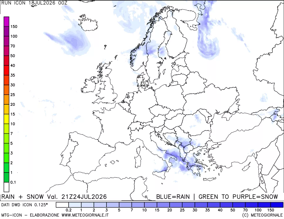 mappa Precipitazioni totali e nevose