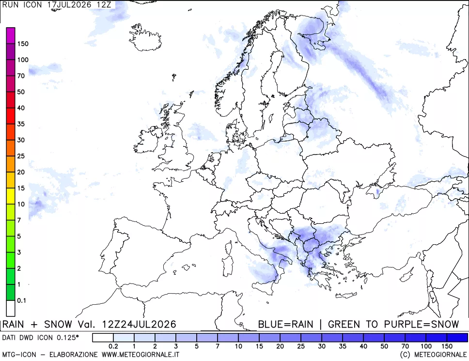 mappa Precipitazioni totali e nevose