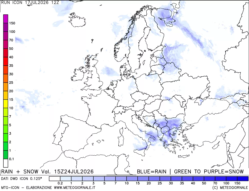 mappa Precipitazioni totali e nevose