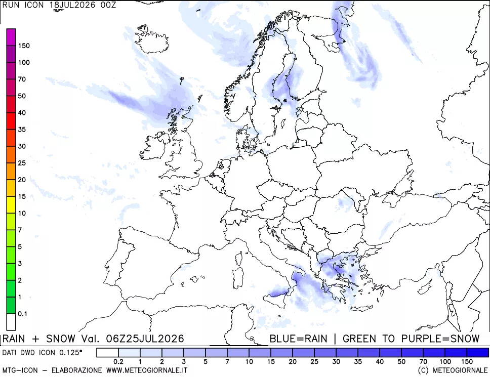 mappa Precipitazioni totali e nevose