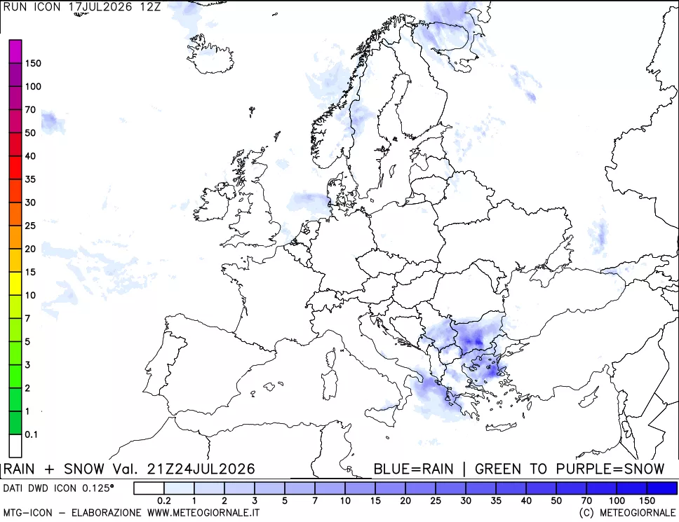 mappa Precipitazioni totali e nevose