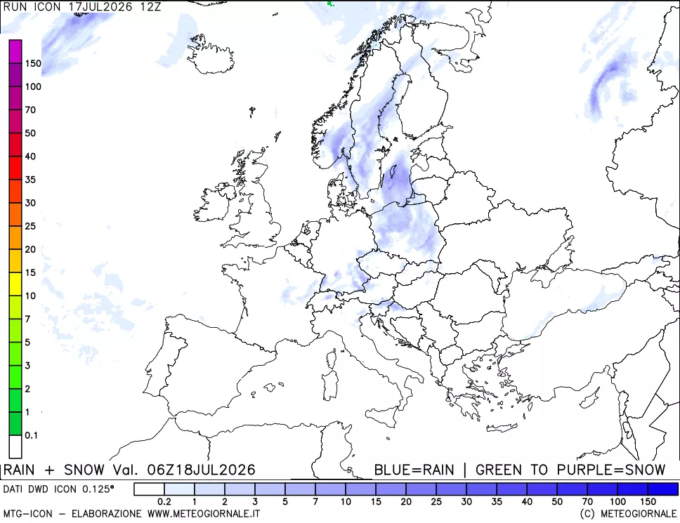 mappa Precipitazioni totali e nevose
