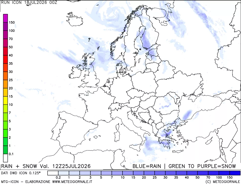 mappa Precipitazioni totali e nevose
