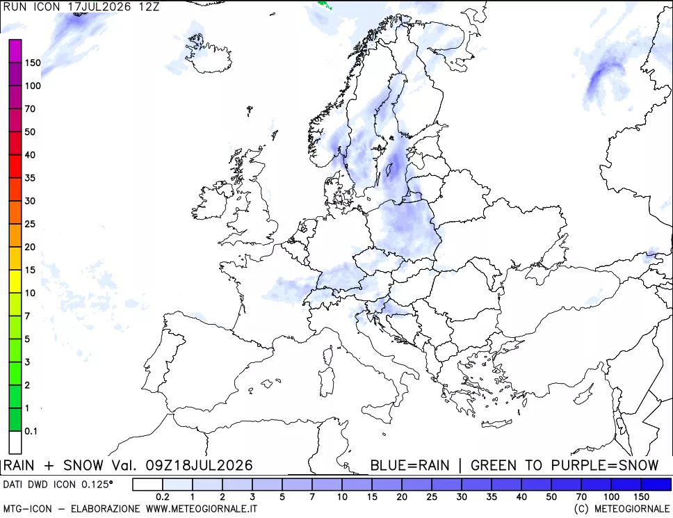 mappa Precipitazioni totali e nevose