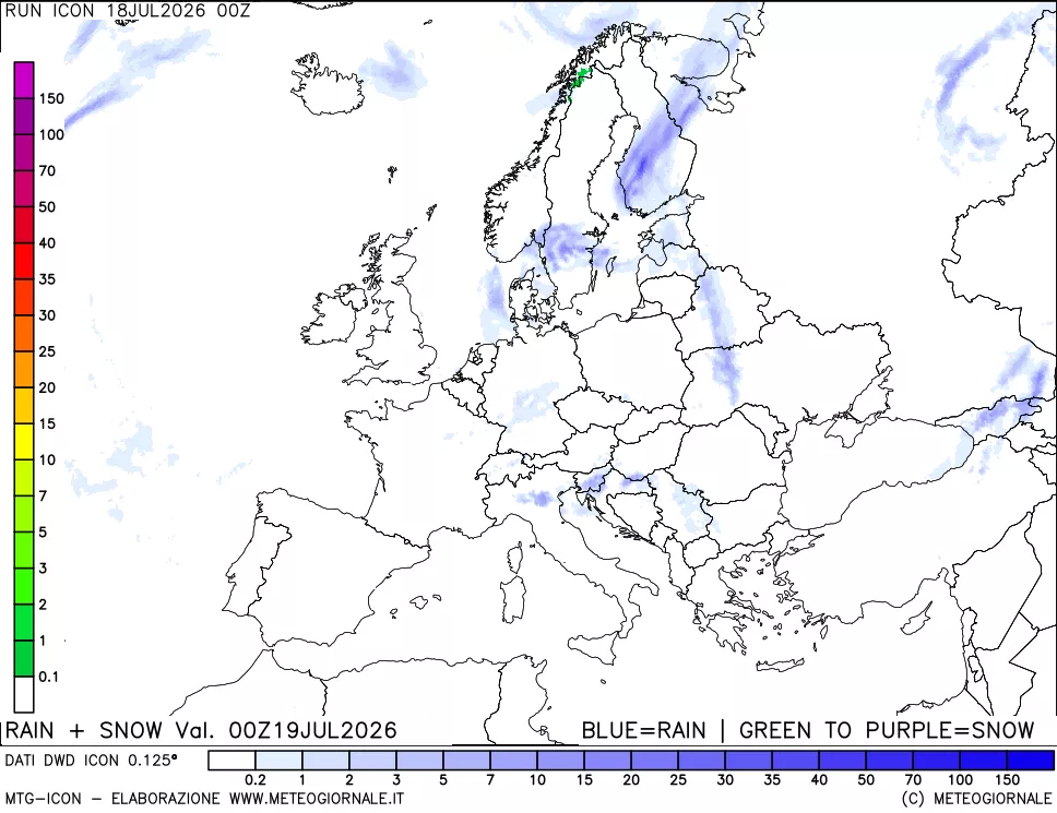 mappa Precipitazioni totali e nevose