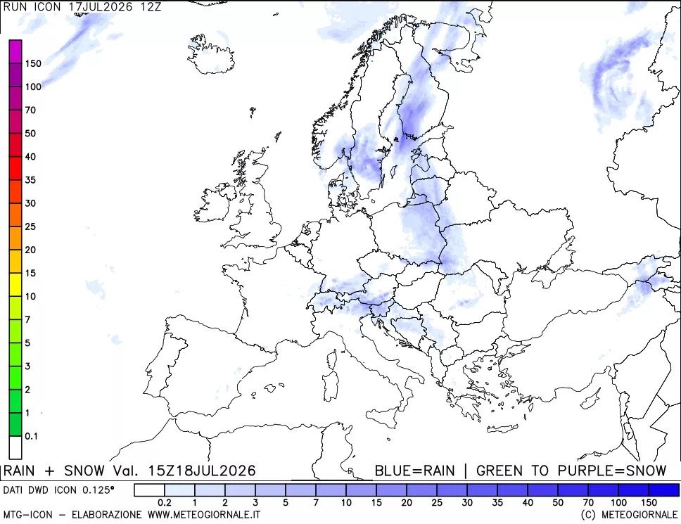 mappa Precipitazioni totali e nevose
