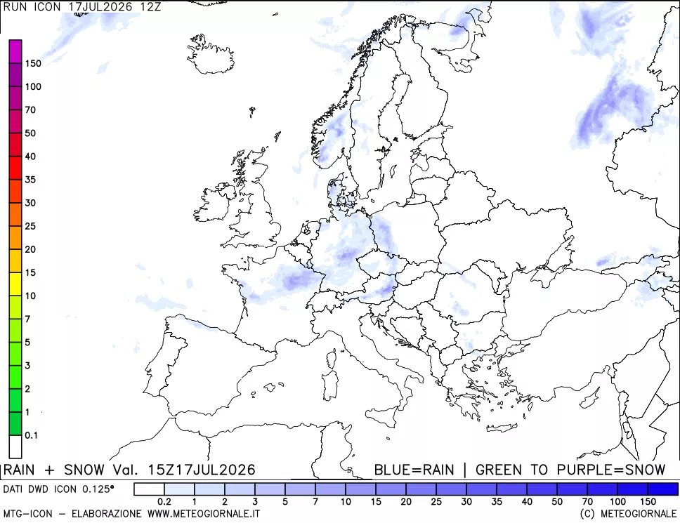 mappa Precipitazioni totali e nevose