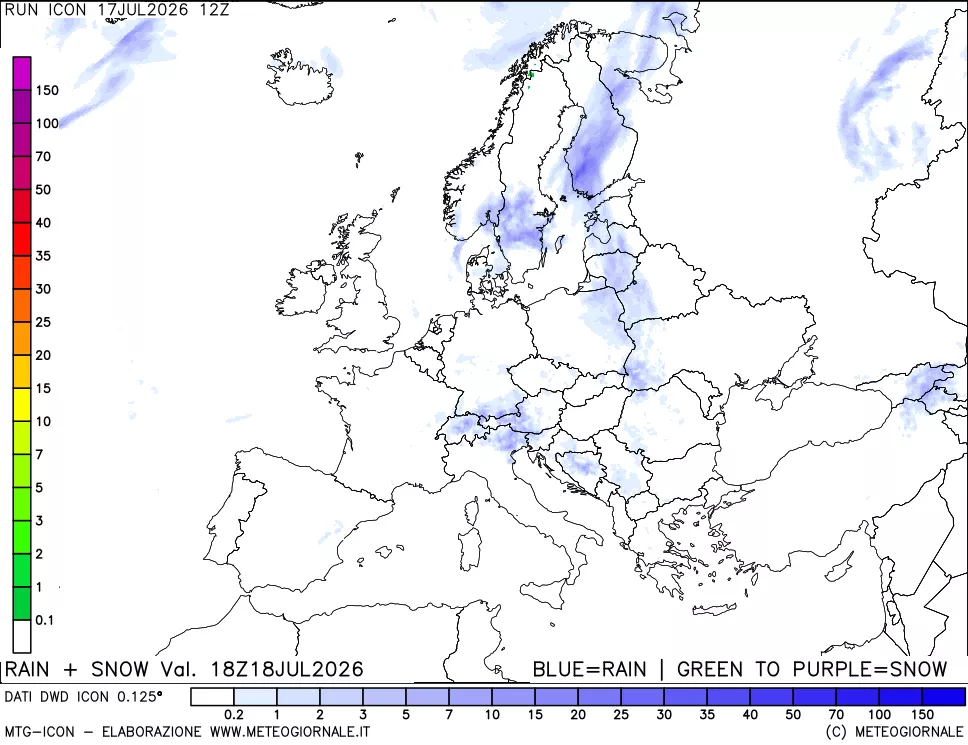 mappa Precipitazioni totali e nevose