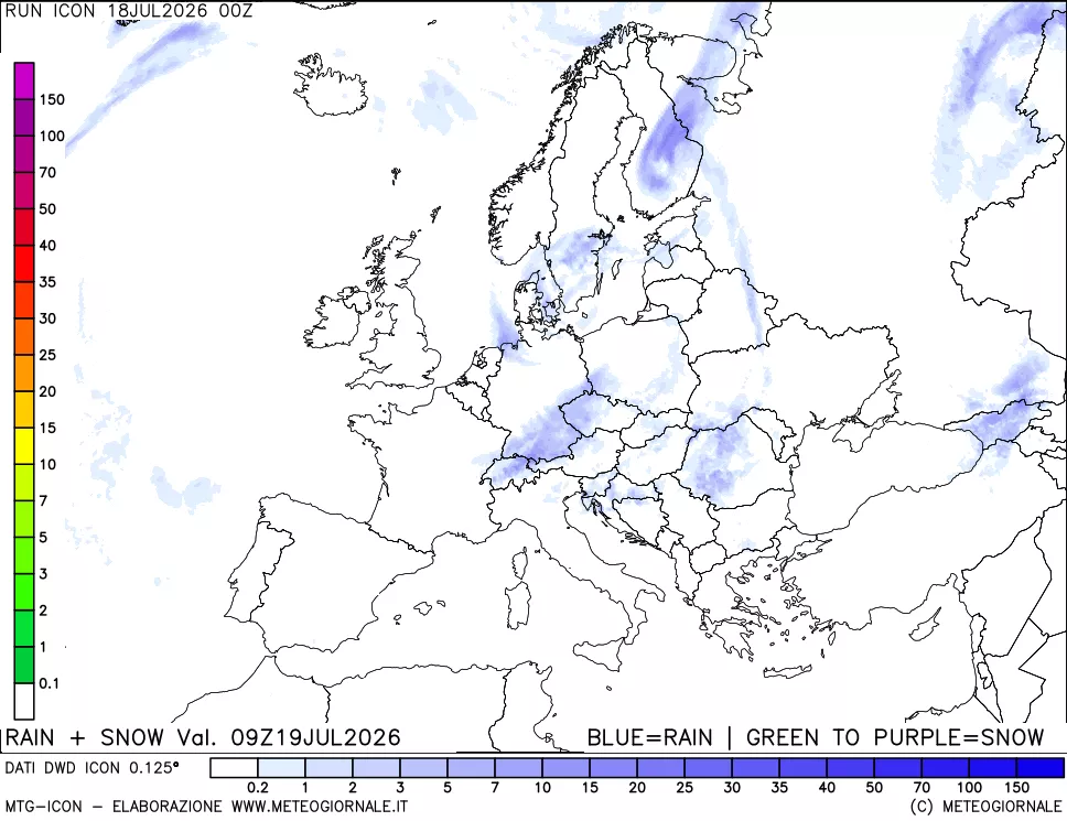mappa Precipitazioni totali e nevose