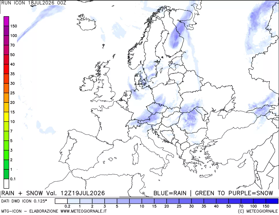 mappa Precipitazioni totali e nevose