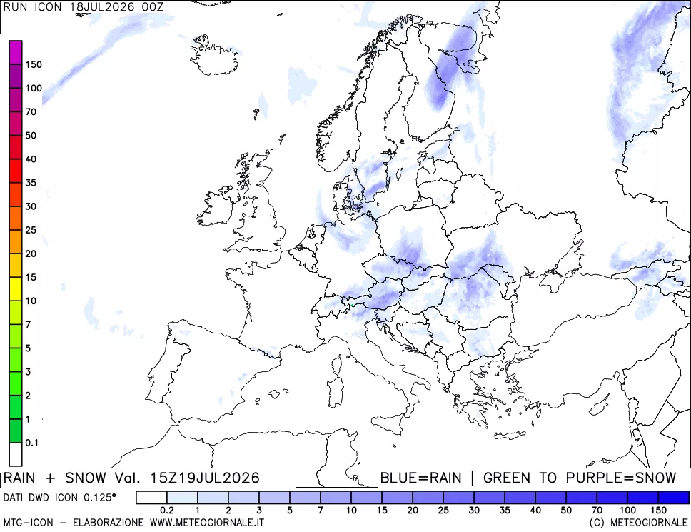 mappa Precipitazioni totali e nevose