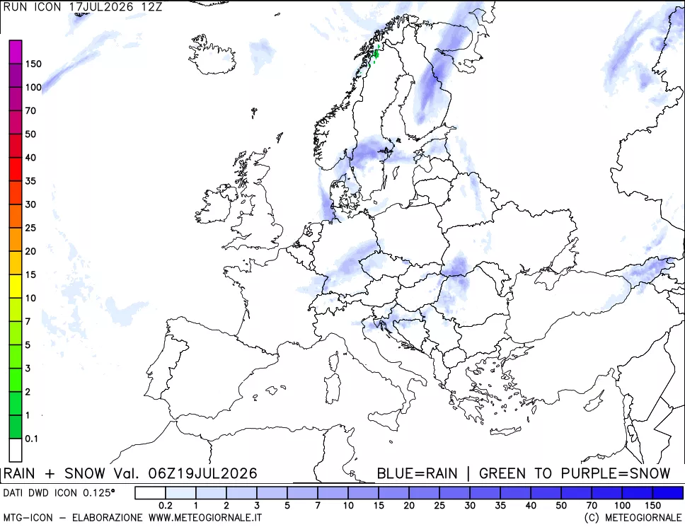 mappa Precipitazioni totali e nevose