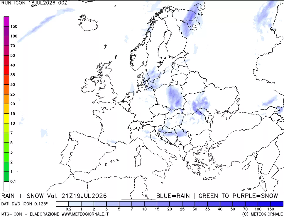 mappa Precipitazioni totali e nevose