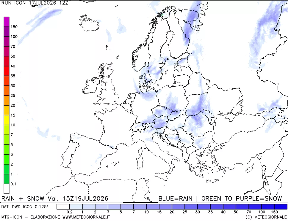 mappa Precipitazioni totali e nevose