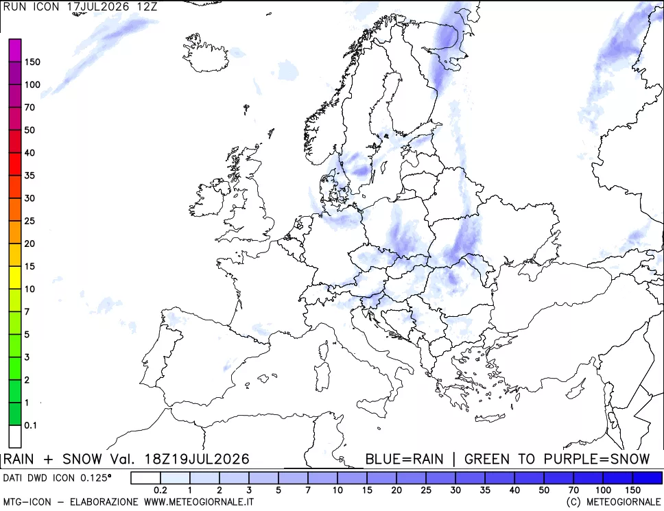 mappa Precipitazioni totali e nevose