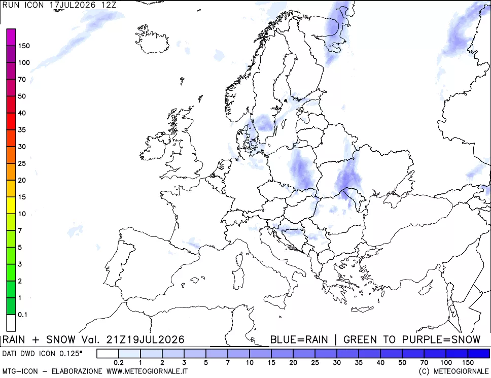 mappa Precipitazioni totali e nevose