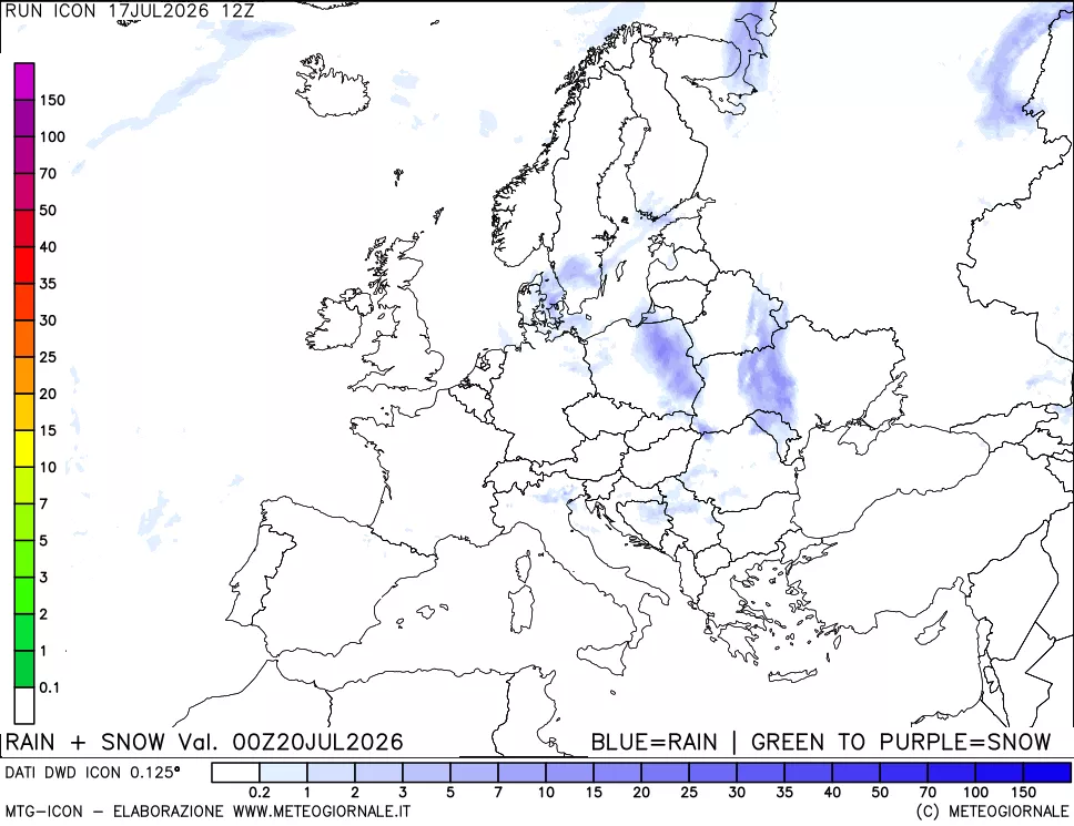 mappa Precipitazioni totali e nevose