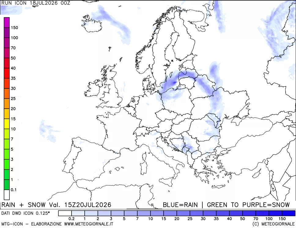 mappa Precipitazioni totali e nevose